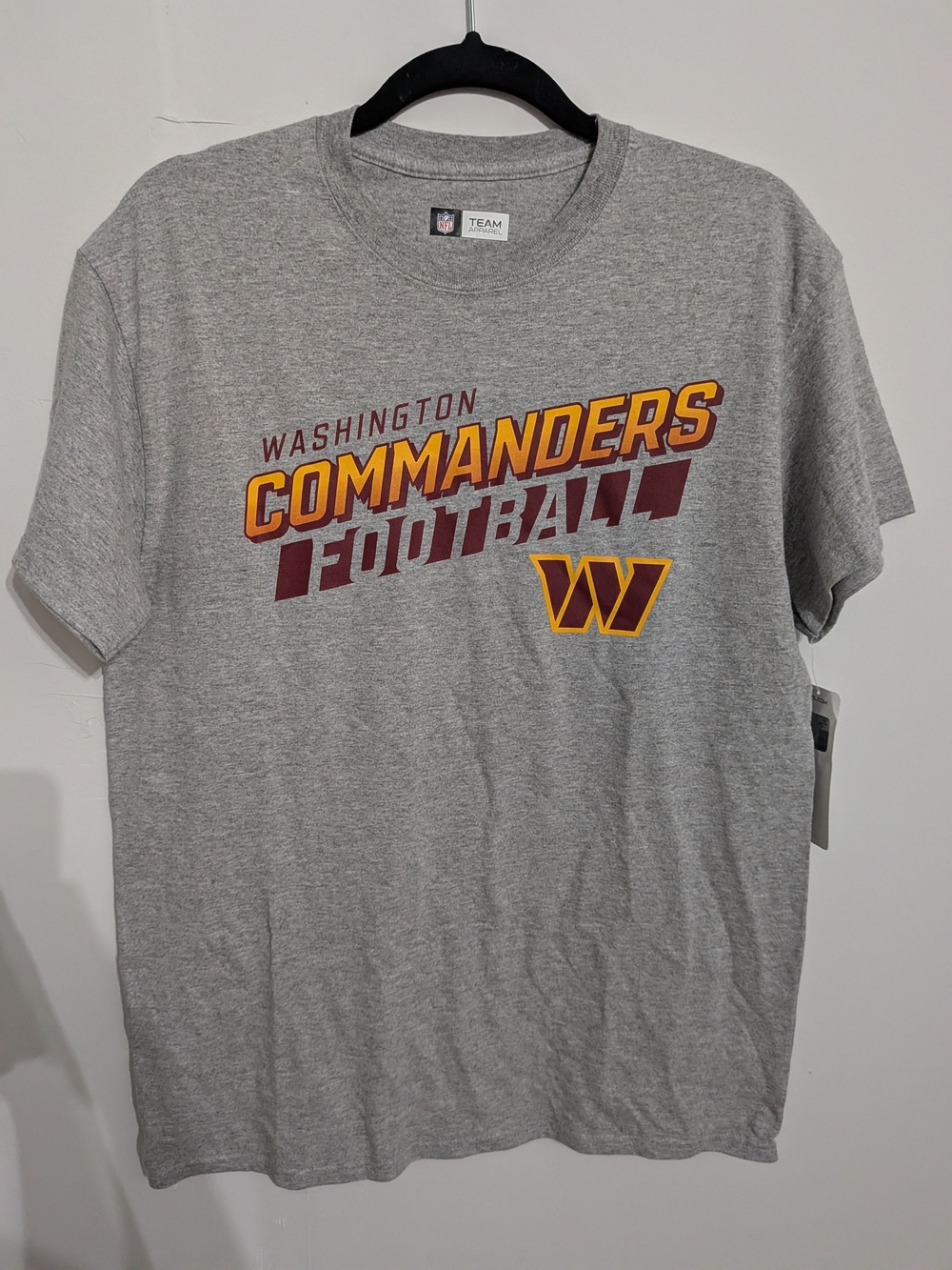 NFL Washington Commanders Gray Tee with Gold & Burgundy Logo